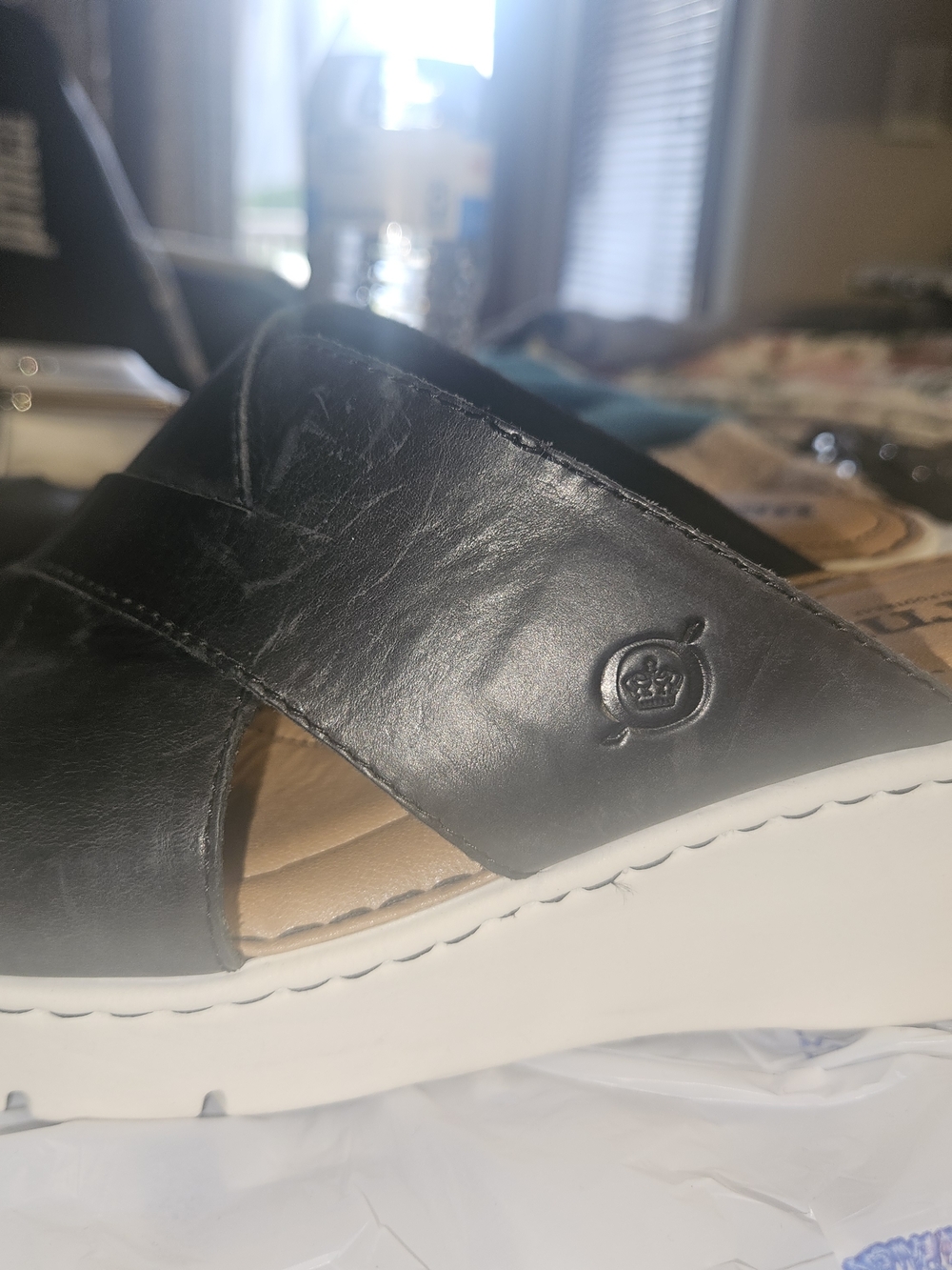 Born Black Leather Crossband Slide Sandal - Picture 7 of 8